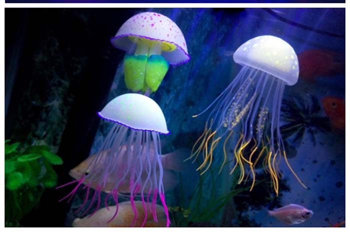 Fish Tank Fluorescence Decorations Buy Box Fake Jellyfish Aquarium