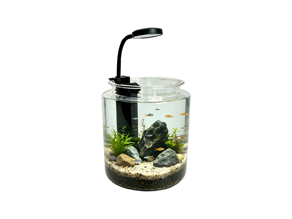 Cylindrical Plastic Aquarium Kit Round Fish Tank Set for Home Office Desktop Decoration